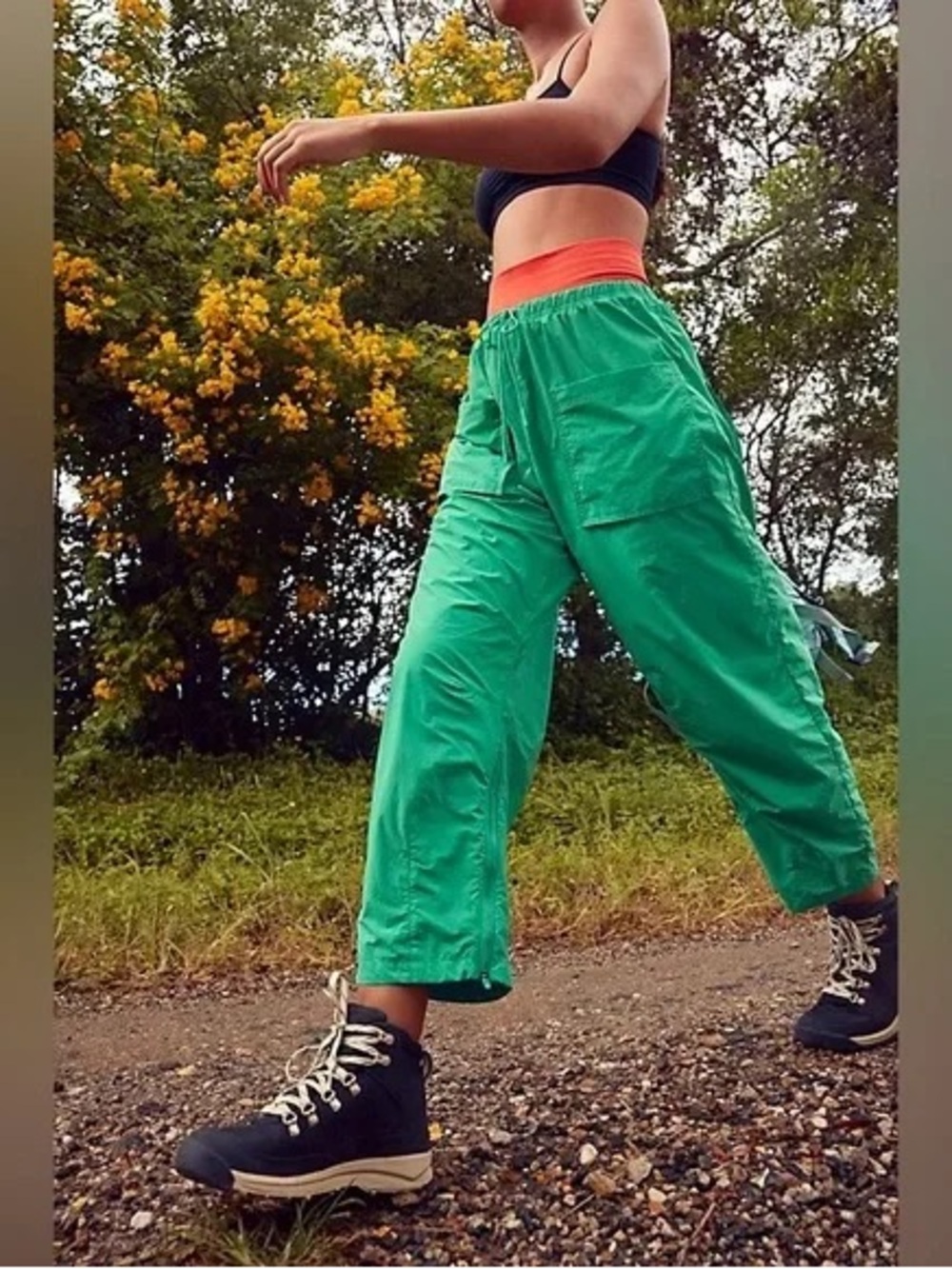 FP Movement by Free People Cascade Green Drawstring Track Joggers
